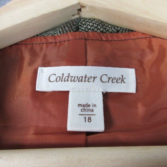 Coldwater Creek Women's Floral Tweed Blazer Open Front Lined Jacket 18 Brown 478 - Picture 3 of 11